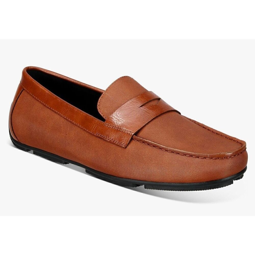 Alfani Mens Brown Penny Comfort Iker Round Toe Slip On Loafers